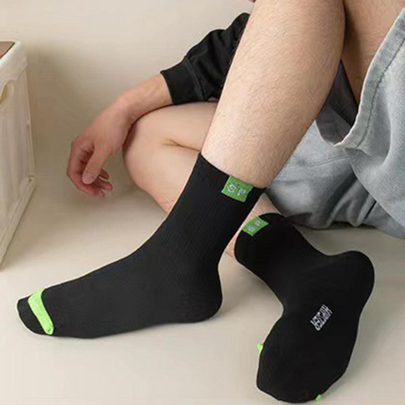5/10/20 Pairs Men Letter Pattern Crew Socks Sweat Absorbing Odor Proof Soft Comfortable Breathable Casual and Neutral Socks
