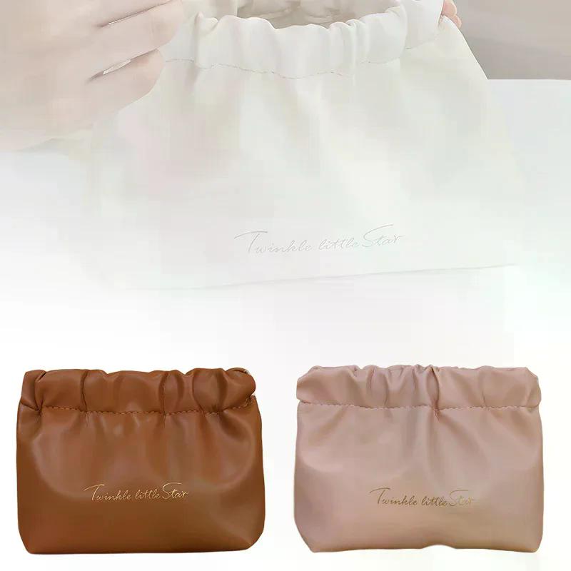 PU Simple Mini Lipstick Makeup Storage Bag Woman Key Jewelry Digital Organizer Portable Pouch Ladies Small Cosmetic Bags