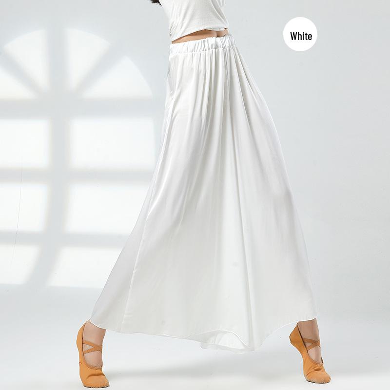 High-Waisted Satin Wide-Leg Dance Practice Pants XL белый