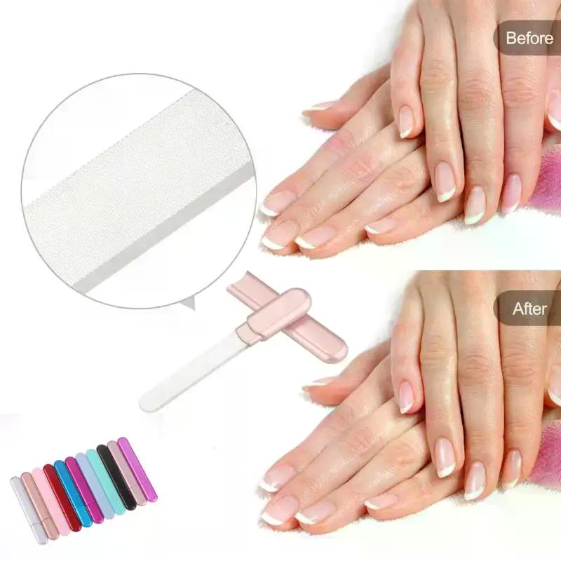 Glass Nail File With Case, Crystal Salon Best Beauty Nail Buffer For Natural And Acrylic Nail