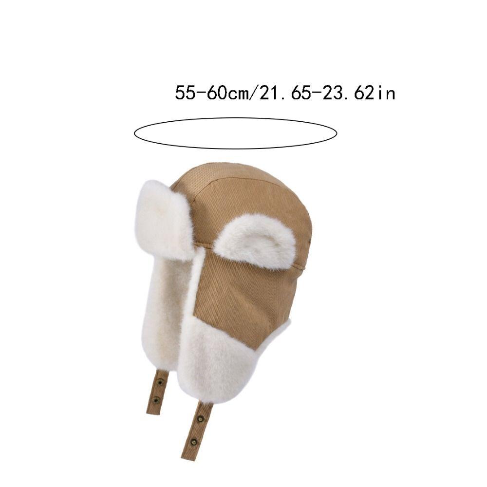 Portable With Earflap Winter Pilot Hat Cold Resistant Keep Warm Plush Cycling Hat Thickened Windproof Lei Feng Hat Women