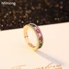 Women's Luxury Colorful Zircon Open Ring - High-End Fashion Design