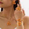 Simple Oil-Infused Flower Earrings And Necklace Set - Casual Jewelry Set For Women