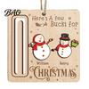 Elk Pattern Xmas Tree Pendants Rustic Santa Reindeer Money Holder Ornament, Wooden Cash Gift Card Holiday Holders Clip with Slot, Christmas