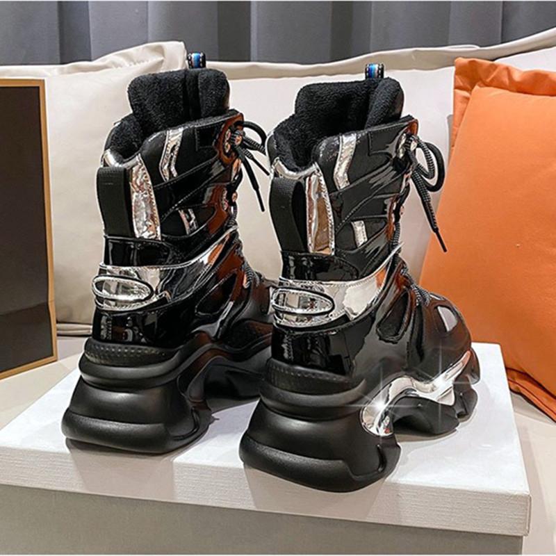 Высокие толстые женские кроссовки с пайетками — фото 7