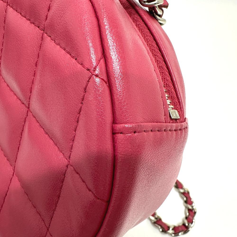 CHANEL CC Mark Round Chain Shoulder Bag Lambskin Leather pink