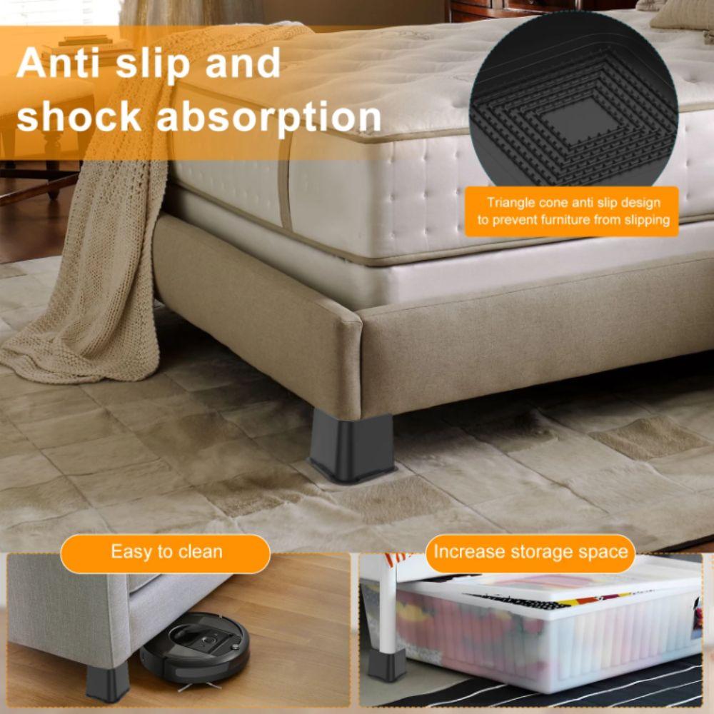 Square Design Bed Risers 4 Inch Height Bed Frame Lift Furniture Risers  Couch Support