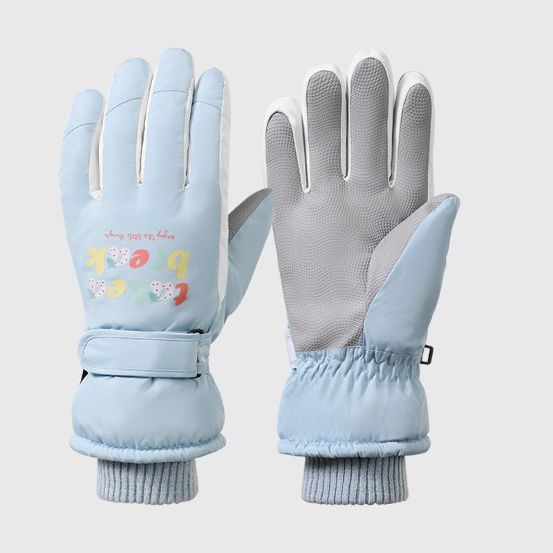Fashion Women Winter Touchscreen Waterproof PU Palm Non-Slip Outdoor Snow Sports Ski Gloves