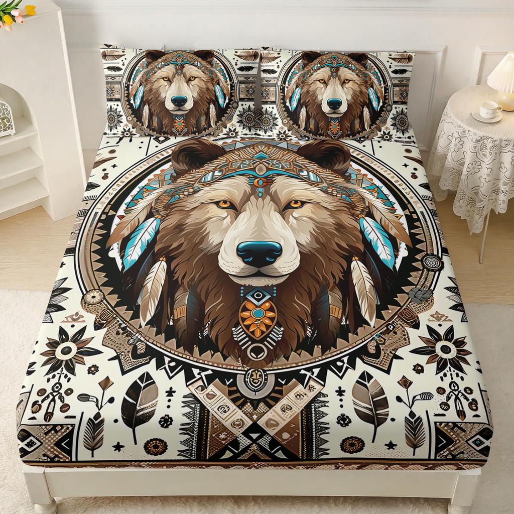 Animal Personality Pattern Sheet Three-Piece Digital Printed Sheet Bedding Set Adult Children