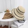 New Summer Beach Fisherman Hat For Women Breathable Wide Brim Foldable Stripe Bucket Hat Female Outdoor Sunscreen Cap Party Gift