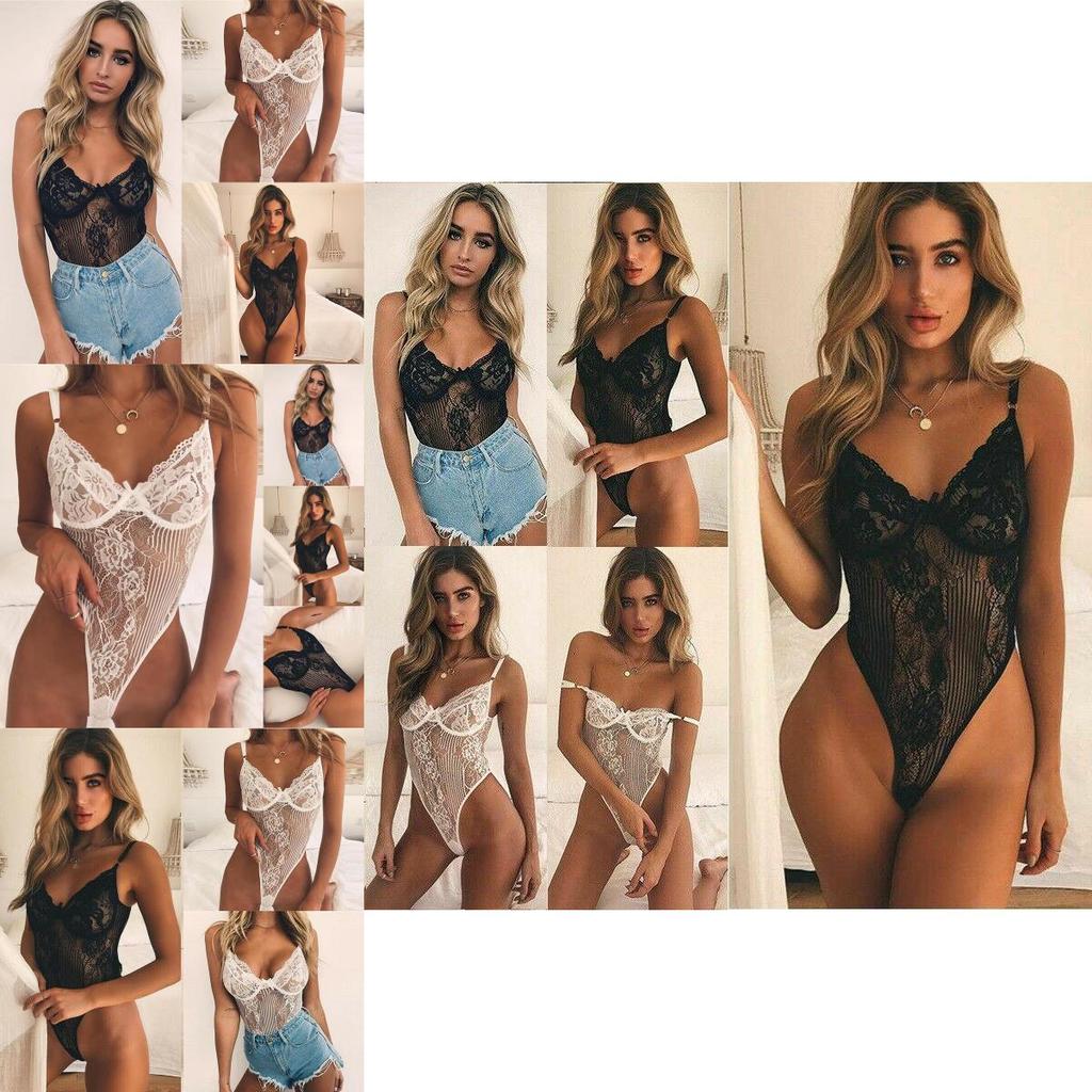 Alluring Women Sexy Teddy Lingerie Babydoll With V-neck Adjustable Straps And Lace Design