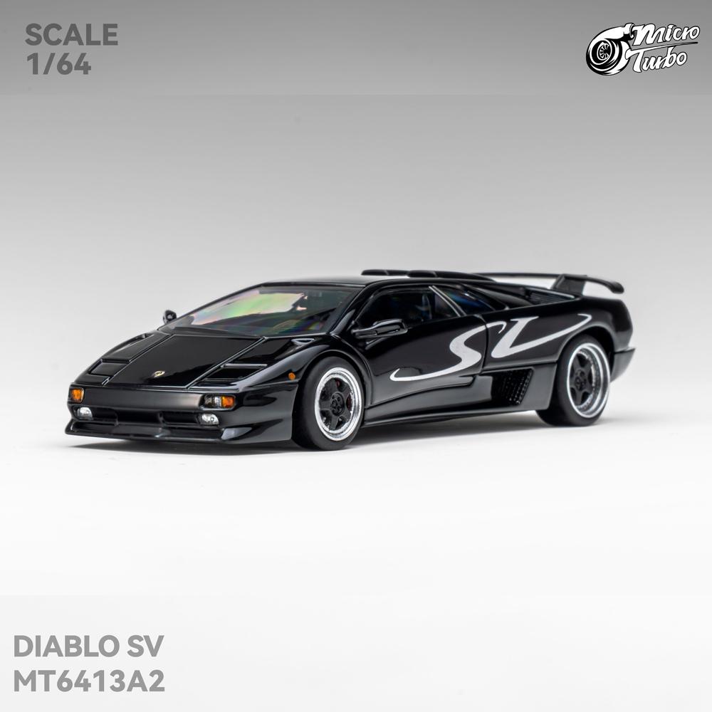Pre Microturbo 1/64 Diablo Sv Diecast Legierungsmodellauto Motorhaube Abnehmbar V12 Motor Metall Schwarz Lackiert Für Erwachsenengeschenke