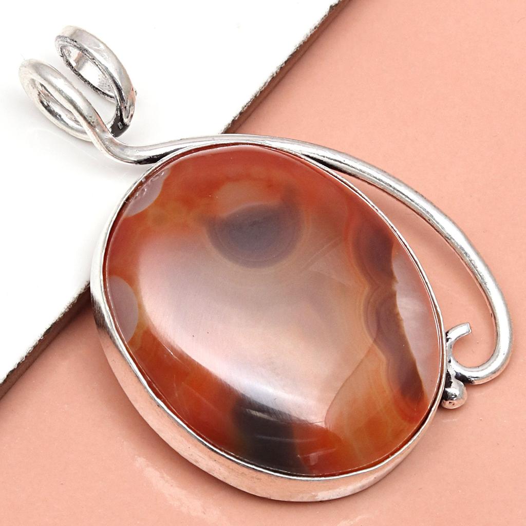 Red Agate Gemstone Handmade Women's Unisex Silver Jewelry Pendant 2