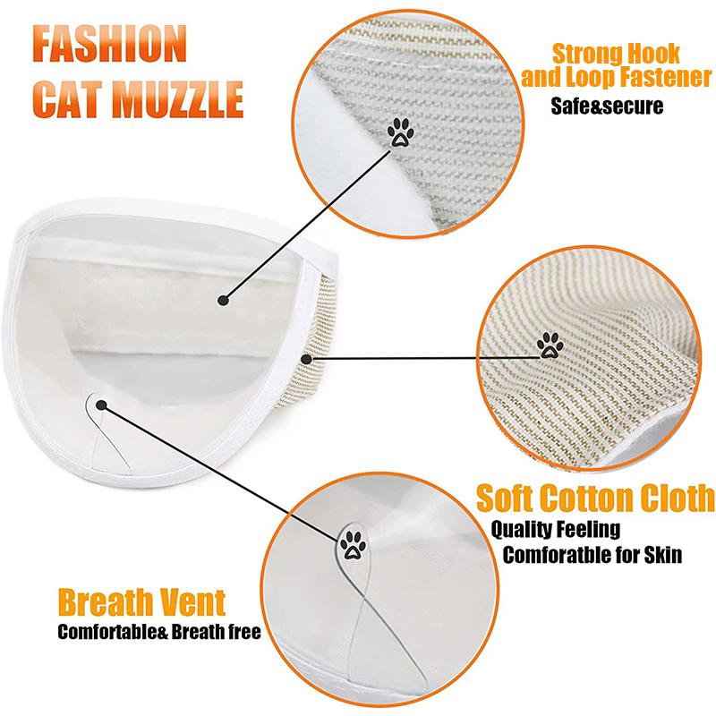 Cat Anti Bite Muzzle Breathable Pet Grooming Anti-Scratch Transparent Helmet Adjustable Kitten Mask for Nail Trimming Grooming