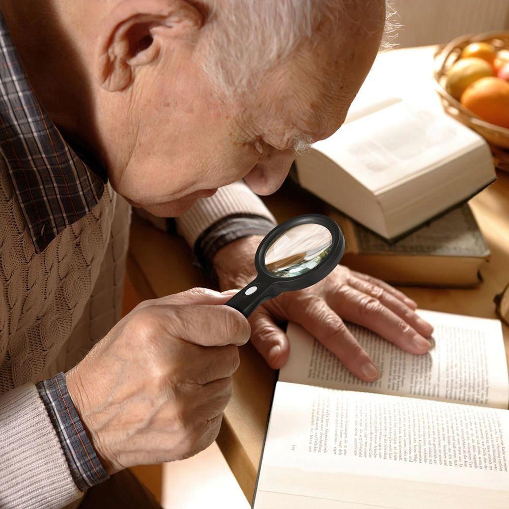 With 2 LED Light Hand Held Magnifying Glass Illuminated Magnifier  Jewelry Identification