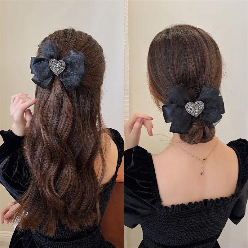 CHIMERA Bun Hair Clip, French Bow Barrette, Half-Up Hairpin, Hair Accessory, Black