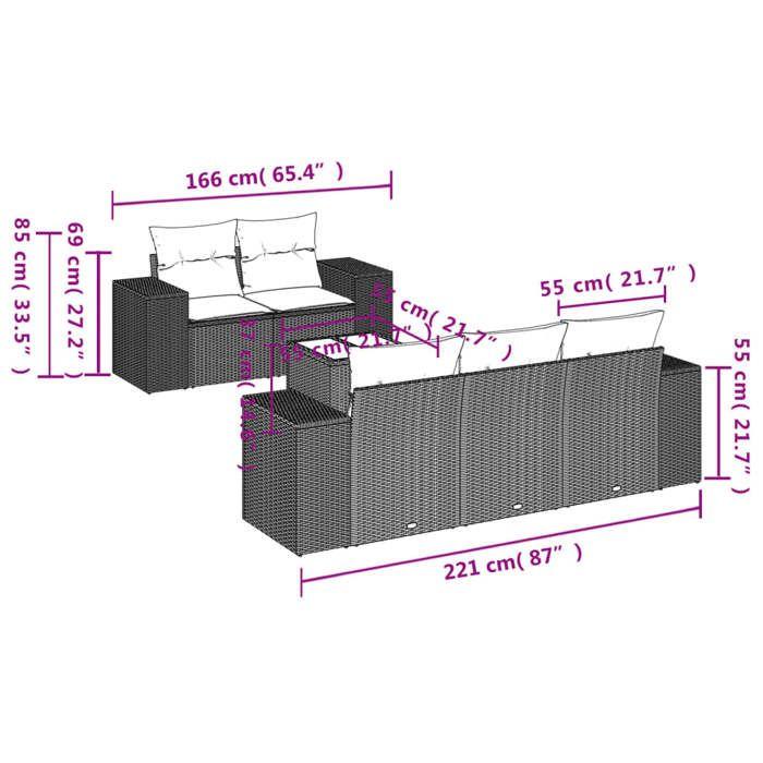 VidaXL Salon de Jardin avec Coussins 6 pcs, Canapés de Terrasse, Ensemble de Meubles de Patio, Mobilier d'Extérieur, Noir 3254632
