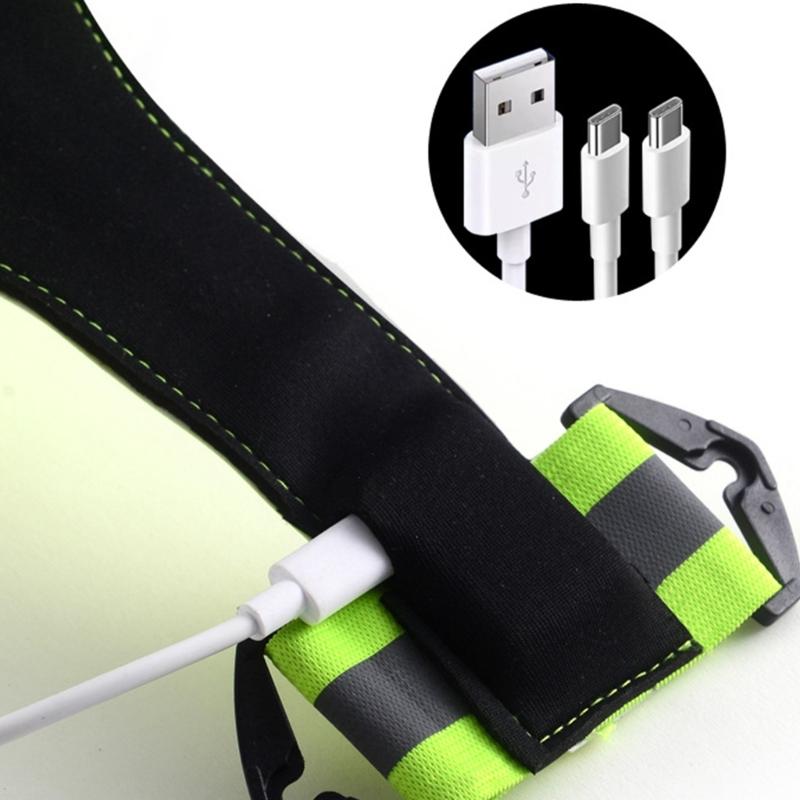 USB Rechargeable LED Safety Vest With Reflective Strips For Night Running Cycling And Dog Walking Adjustable Lightweight Design