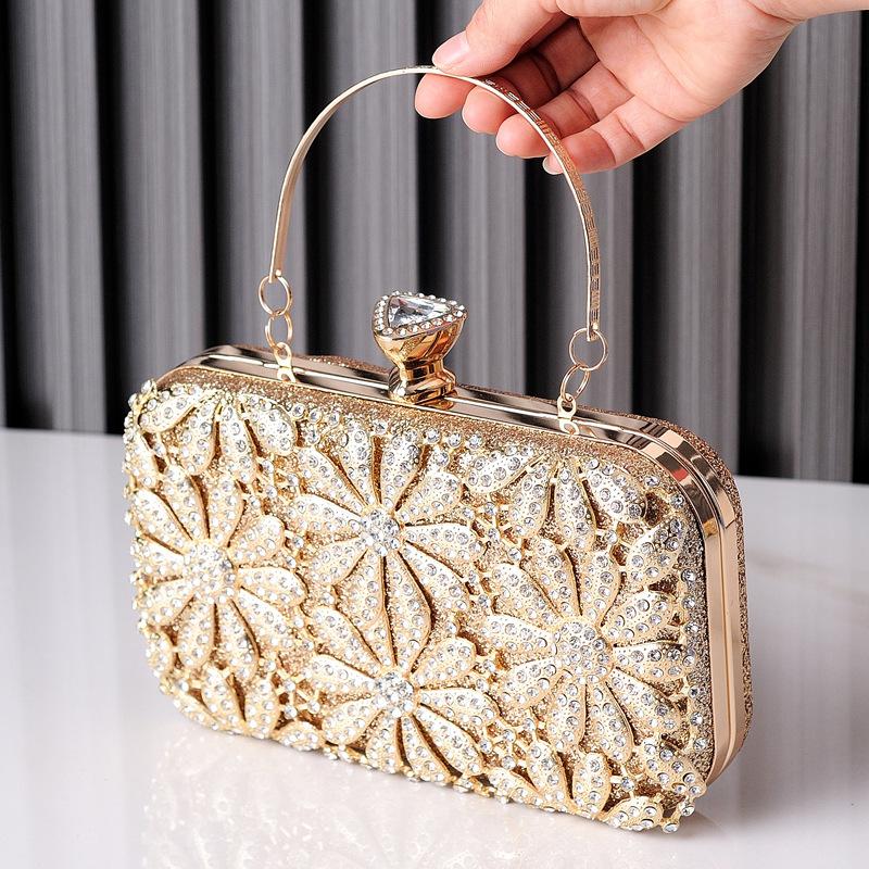 Diamond Luxury Brands Bags Novelty 2026 Evening Flower Clutch Shine Bling Crossbody Bags Fashion High Quality Women's Handbag