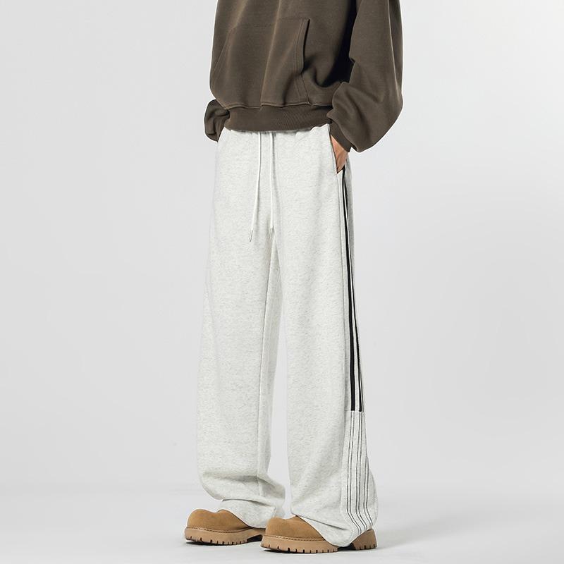 American Three-bar Sweatpants Men's Spring and Summer High Street Versatile Wide-leg Casual Sweatpants Trendy Brand Large Size Straight Long Pants