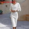Dress 2025 Spring Knit Fabric Slim Fit Irregular Hem For Casual Wear