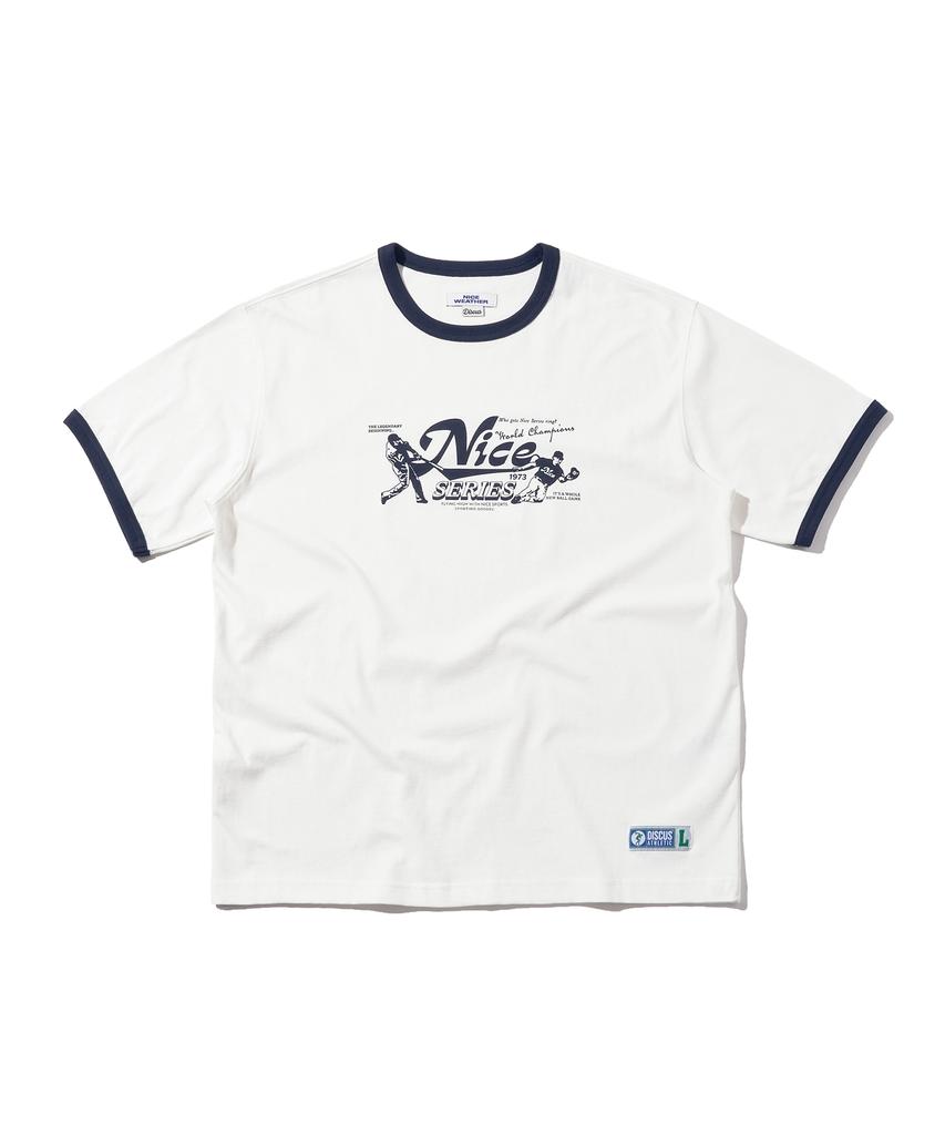 DISCUS ATHLETIC Nice Weather Collaboration Nice Series Ringer T-Shirt Off White