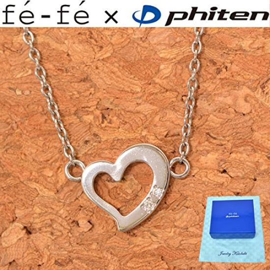 Phiten Fefe Titan Damen Halskette Phiten Herz Anhänger 37 Diamanten besetzt und Kotobuki Jewelry Polierung [Fefe] fe-fe Damen [Set] 2-teilig (Halskette