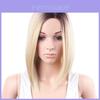 Elegant Ombre Blonde Short Bob Synthetic Hair Wig With Dark Roots And Side Part