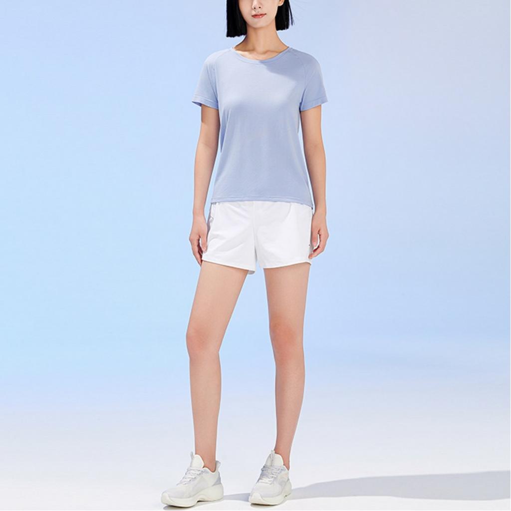 Anta Running Series Solid Color Raglan Sports Casual Short Sleeve T-Shirt Women Tops Light-Purple 162325106-2