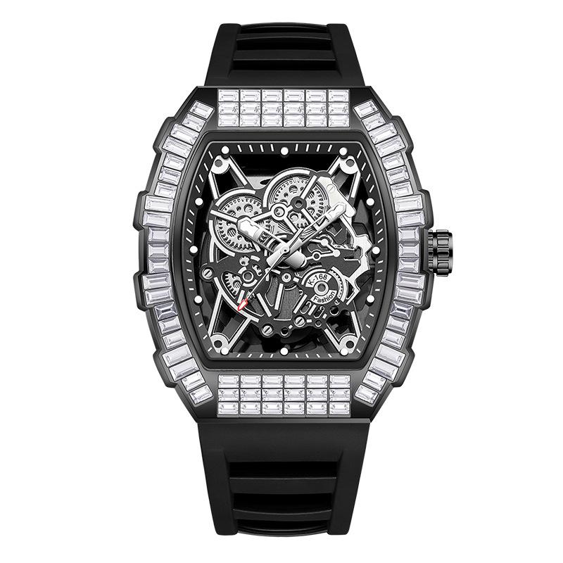 

Новые часы мужские модные инкрустированные бриллиантами часы бочкообразной формы с большим циферблатом мужские часы кварцевые часы