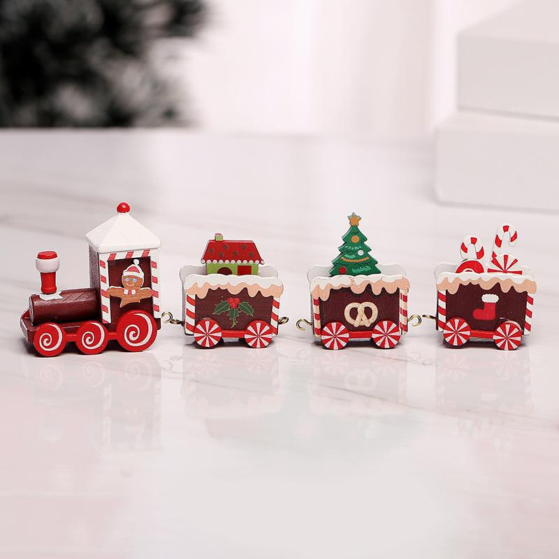 Merry Christmas Ornament Wooden Train Christmas Home Decoration Xmas Gifts Natal Navidad New Year Decorate