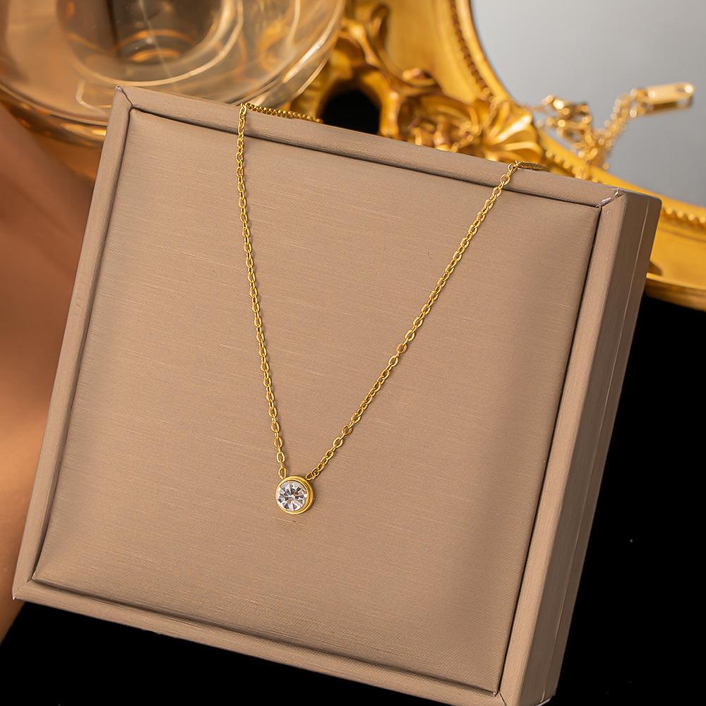 Punk Fashion Tiny CZ Circle Round Pendant For Women Gold Color Stainless Steel Choker Chain Necklace Female Jewelry Gift 2025