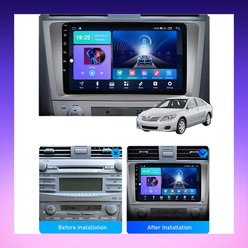 2 DIN Android Bilradio For Toyota Camry V40 2006-2011 Multimediaspiller Hovedenhet Stereo GPS-navigasjon WIFI 1+16GB