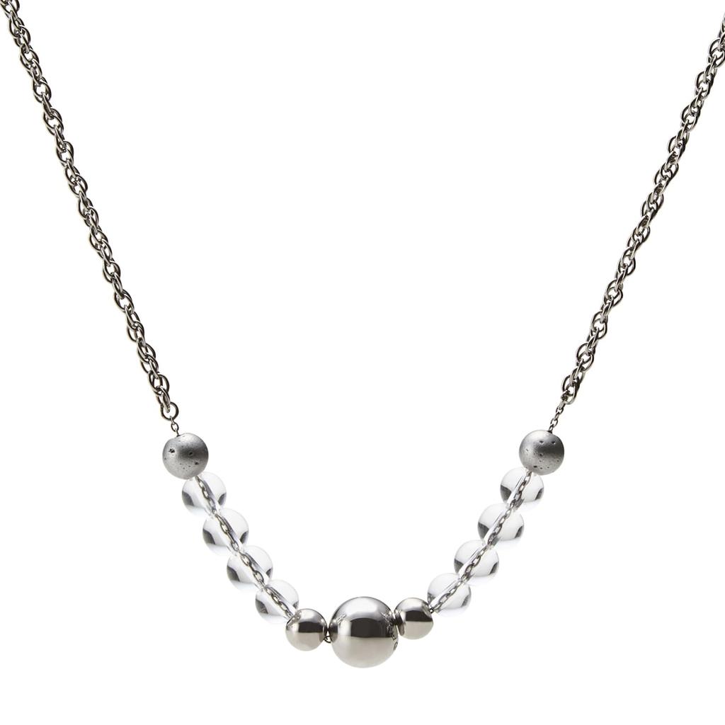 Phiten Crystal Necklace Chain in Pure Titanium with Natural for Men and Health Includes Makes a Great Gift Silver, 40cm, Stones, Women, Lightweight,