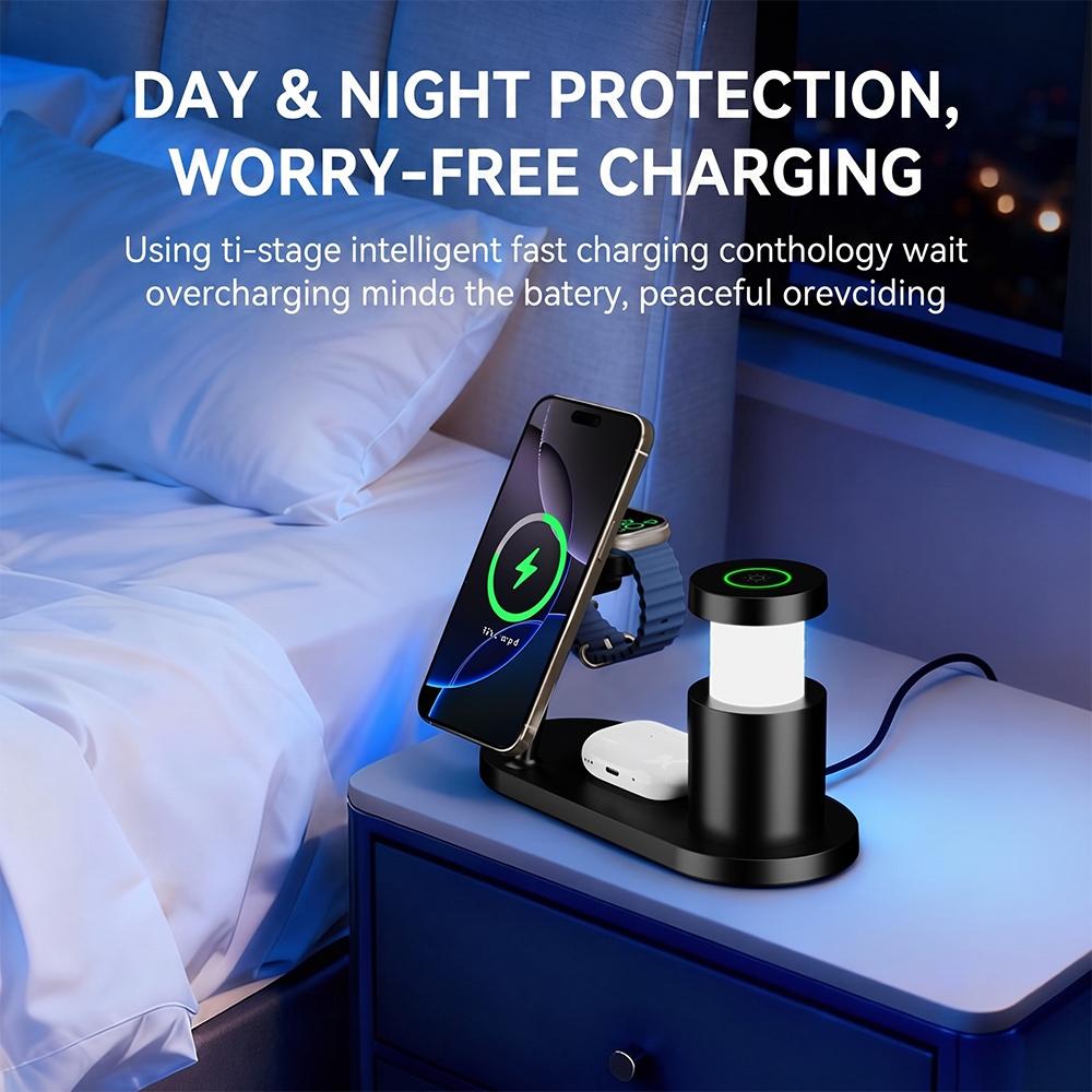 Qi2.2 25W MPP Fast Magnetic Charging Stand 4 In 1 with 45W PD Adapter Touch Control LED Desk Lamp for Apple iPhone 17 16 Pro Max