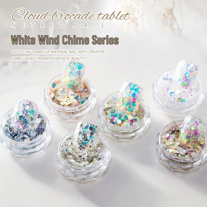 

White Wind Chime Series: Ultra-Thin Glitter Hexagonal Sequins for Nail Art Decorations