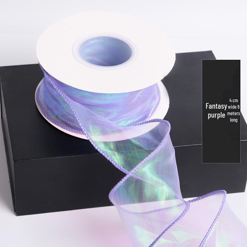 Iridescent 4cm Colorful Fishtail Yarn Ribbon for DIY Flower Gift Box Packaging
