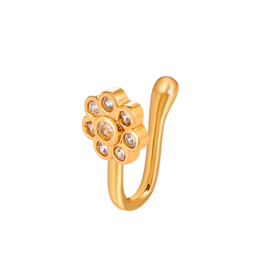 Non Perforated U-Shaped Nose Clip Copper Inlaid Zircon Star Shaped Heart Crown Nose Ring Nose Decoration Puncture Decoration