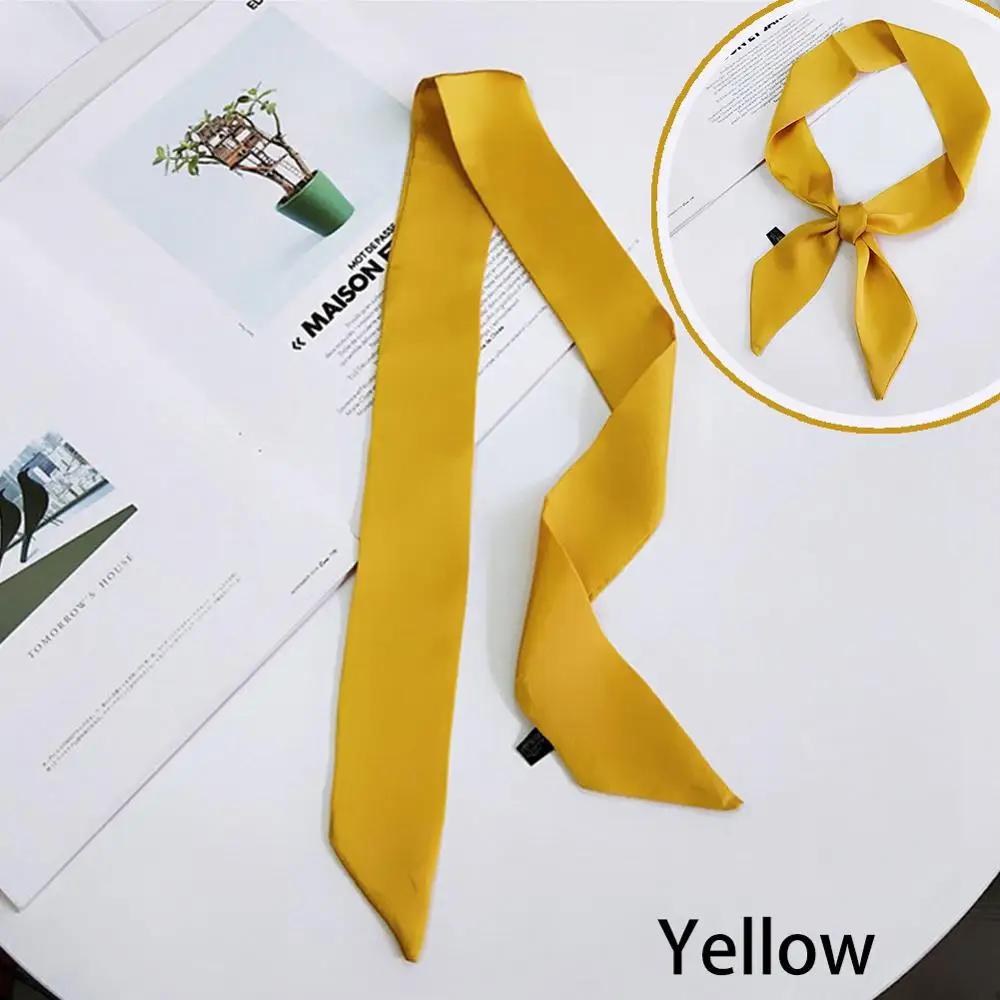 New Women Ribbon Silk Scarf Solid Beautiful Girls Hair Band Bag Handle Wraps Neckerchief  Autumn Small Neck Scarves