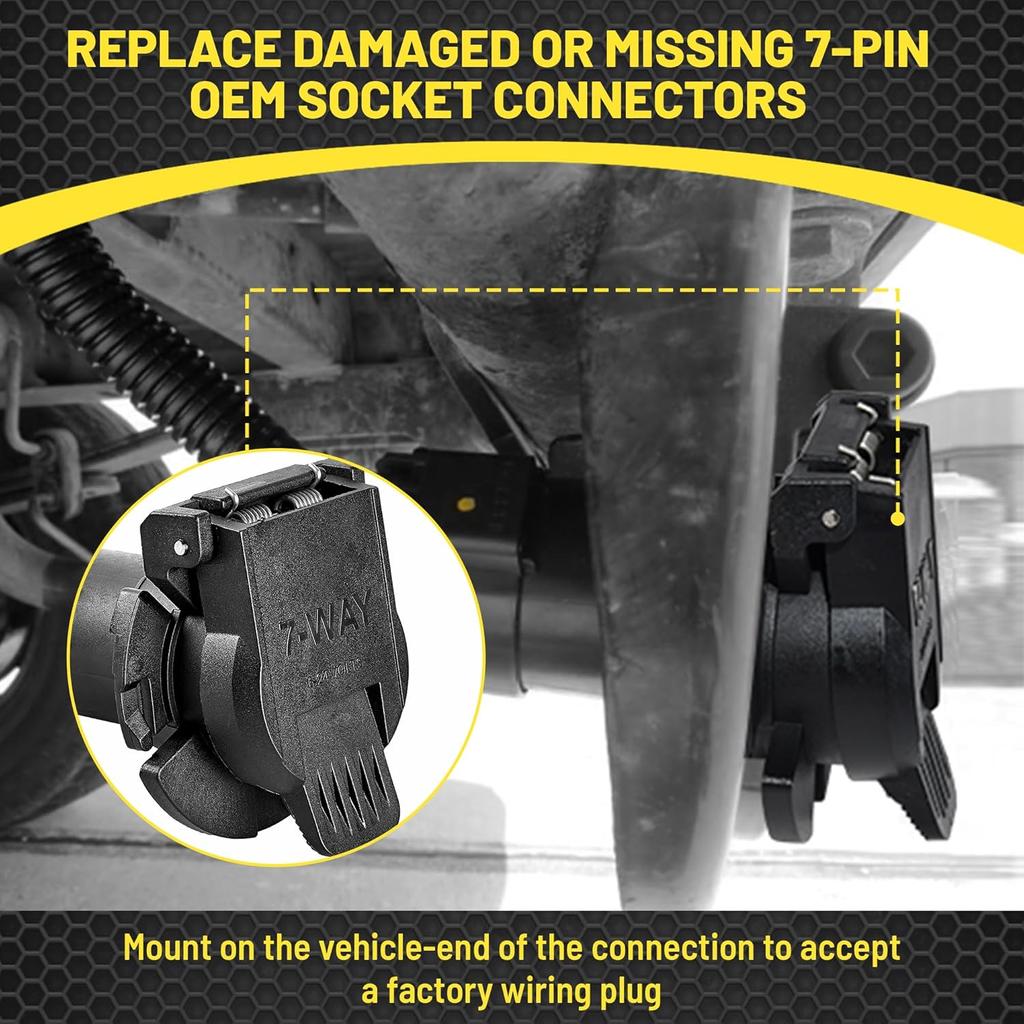 Oyviny OEM Style Replacement USCAR To RV 7 Way Trailer Plug Adapter, Twist Lock Design USCAR To 7-Way RV Blade Socket For Chevy, Ford, GMC And