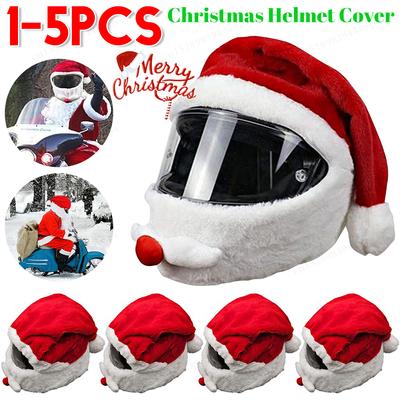 1-5PCS Motorcycle Helmet Cartoons Plush Helmet Cycling Helmet Full Face Safe Hat Protective Cover for Outdoor Christmas Personal