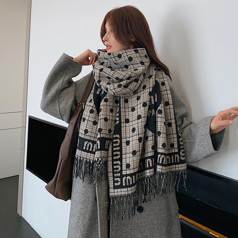 65 * 200cm Herbst Und Winter Neu Damen Einfarbig Vielseitig Schlicht Quaste Imitat Kaschmir Doppelseitiger Schal Warmer Schal Atmosphäre Schal