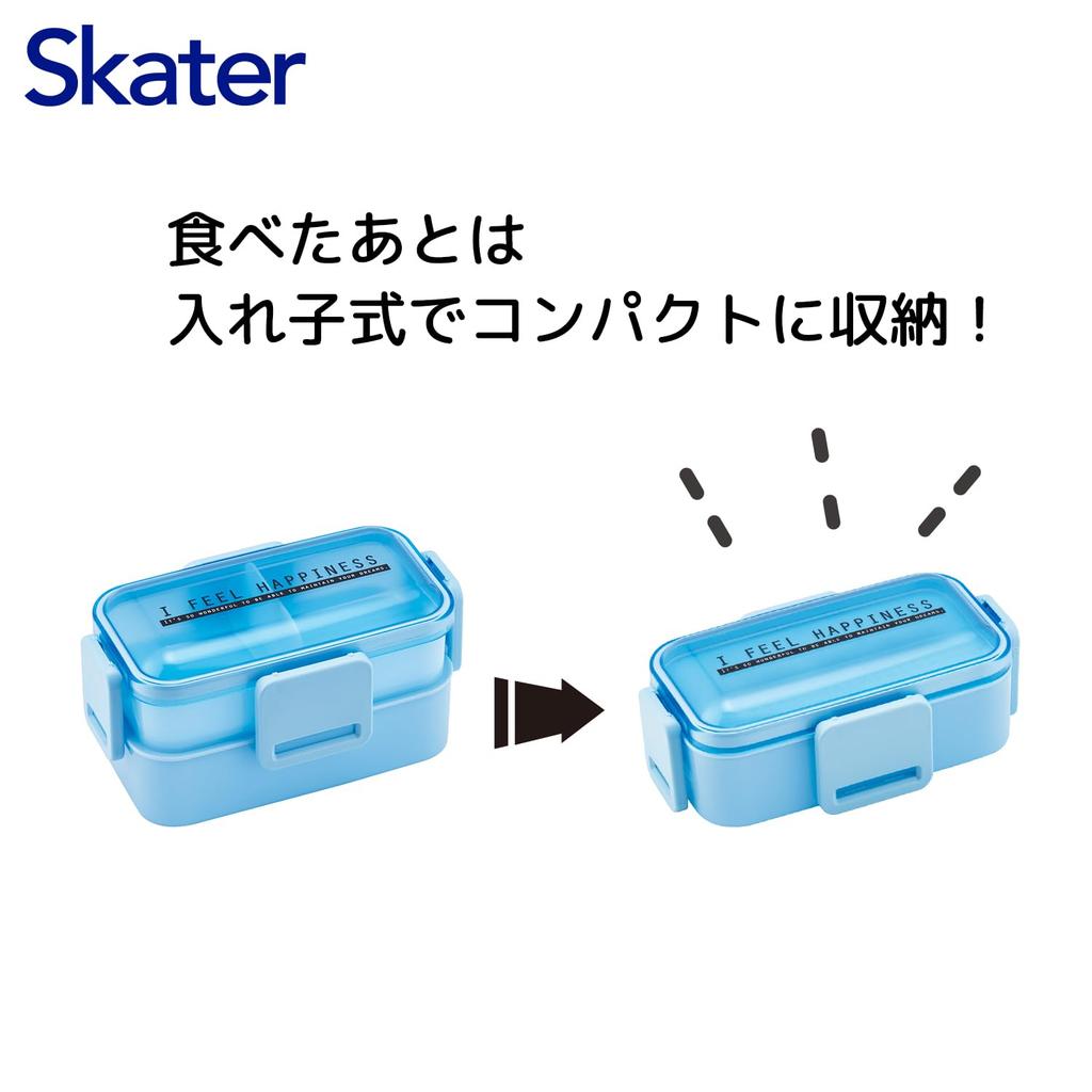 Skater 2-tiered lunch box, 600ml, for women, made in Japan, with a dome-shaped lid for easy packing, dishwasher and microwave safe, see-through