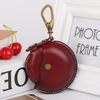 Vintage Leather Coin Purse With Magnetic Snap Portable Round Key Earphone Cable Organizer Bag Men Women