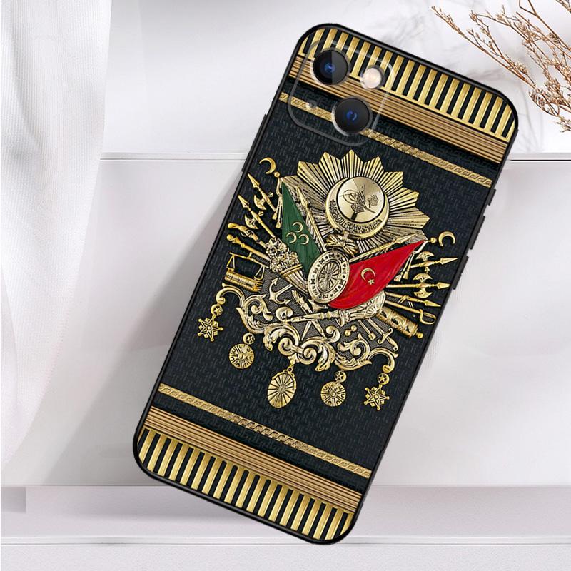 Capa com brasão de armas do Império Otomano para iPhone 14 16 15 Pro Max 11 12 13 Mini 7 8 Plus X XR XS MAX Capa macia à prova de choque