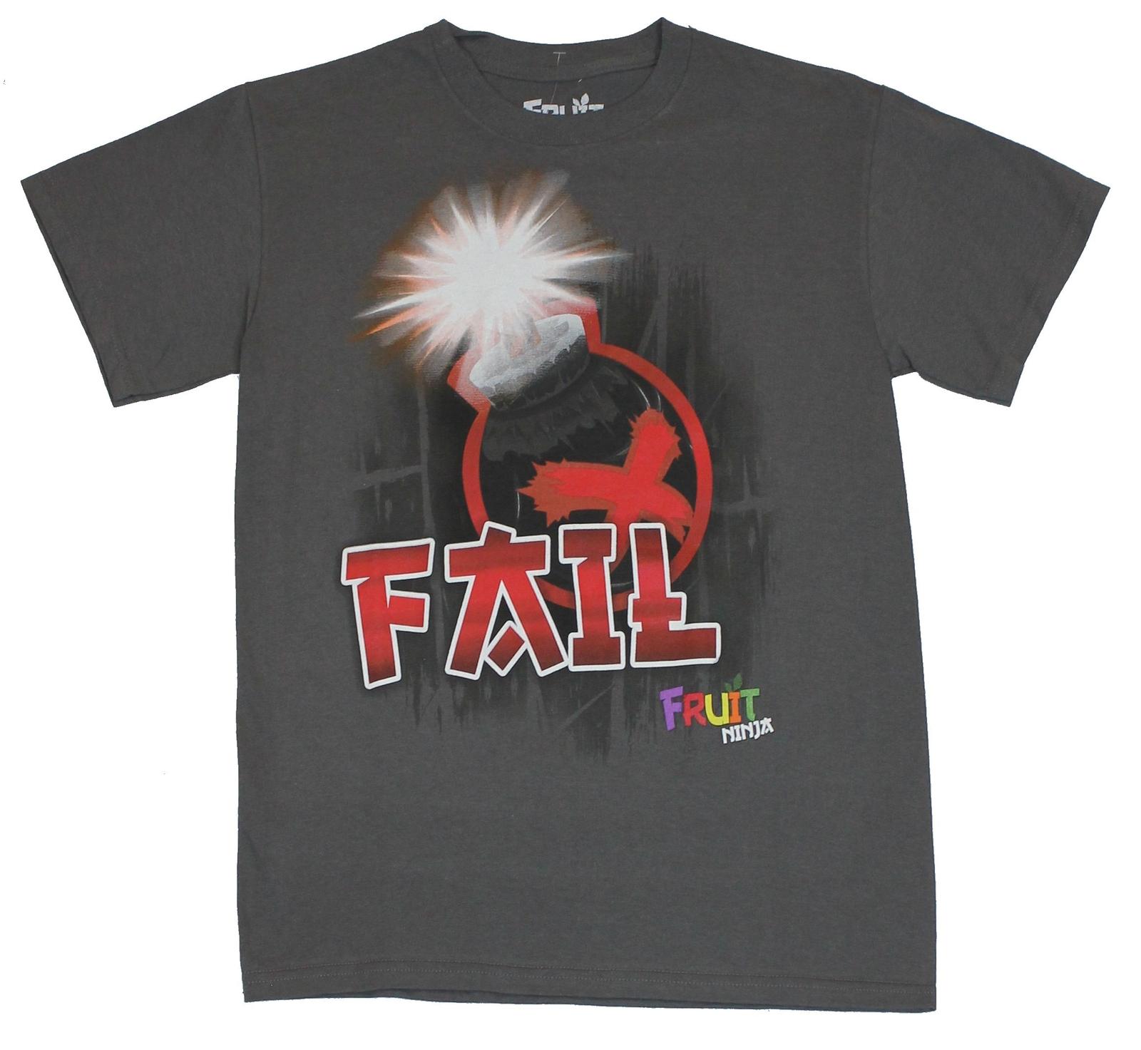 Fruit Ninja Adult New T-Shirt - Fail Giant Bomb Pic on Gray XXL