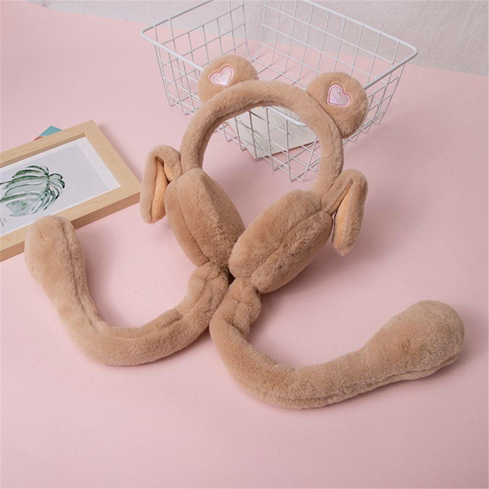 Moving Jumping Ears Winter Warm Earmuffs Airbag Outdoor Ear Covers  for Ladies Girls