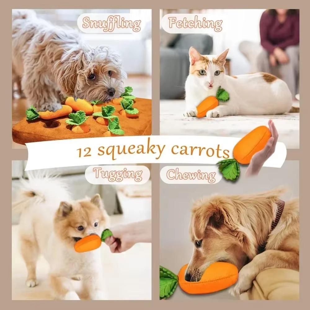 Carrot Snuffle Mat for Dogs Cats Puzzle Toy with Carrots for Small Medium Large Interactive Pet Stress Relief Dogs Chew Toys