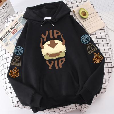 Avatar Die Last Airbender-fall Hoodie Männer Frauen Appa YIP Brief Drucken Langarm 2022 Frühling Herbst Schwarz Anime Top Sweatshirt lose