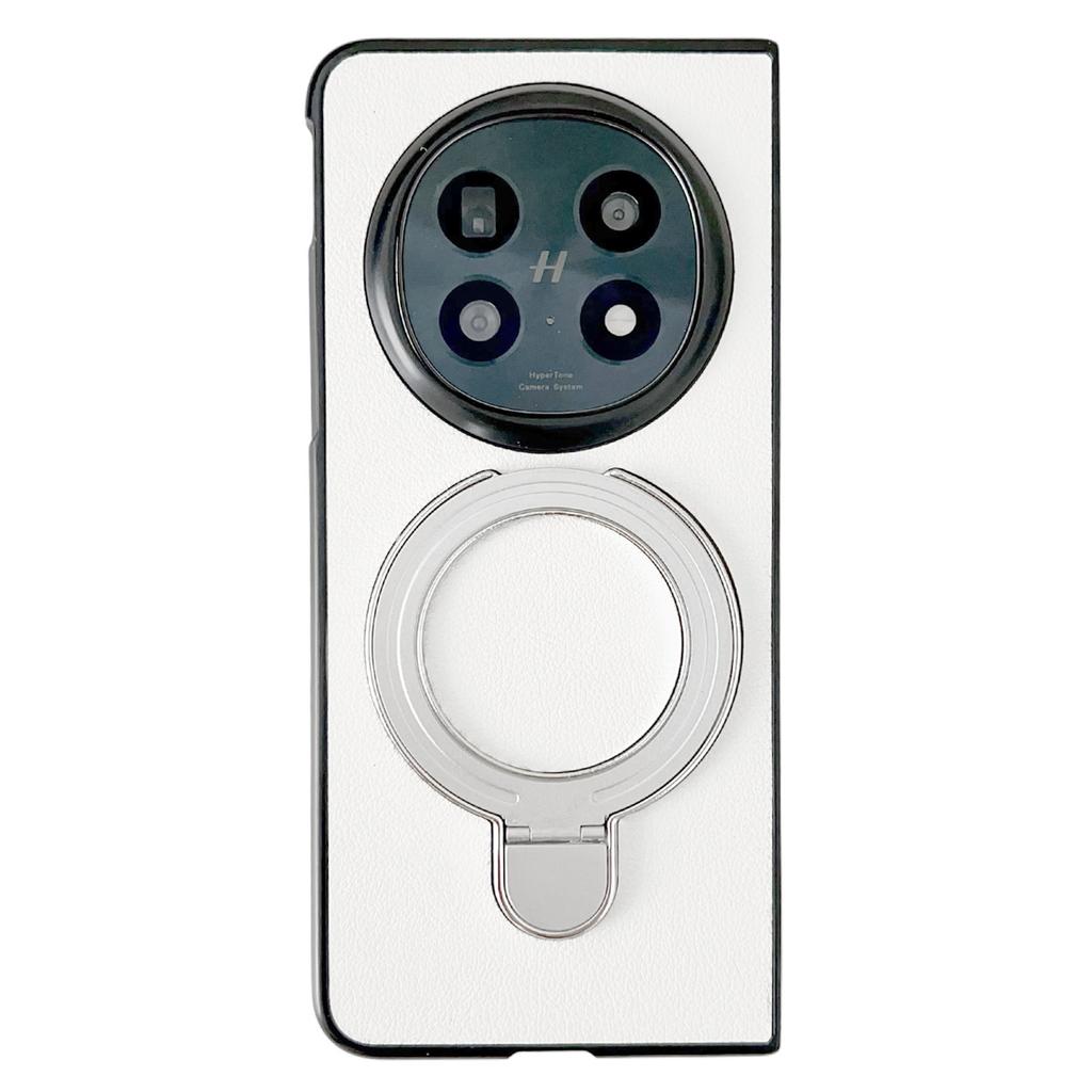 For Oppo Find N5 5G Case Electroplated Ring Kickstand PC + PU Leather Phone Protective Cover